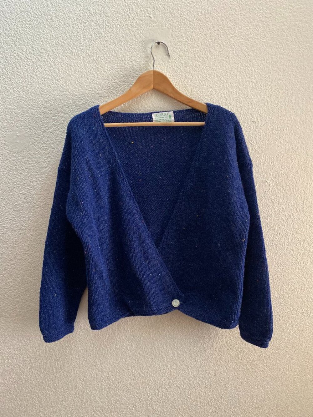 VTG Kerry Woolen Mills 100% Pure New Wool Crossover Wrap Sweater M / L Ireland